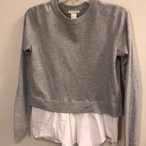 Gray/white Sweater Blouse. H&M US small